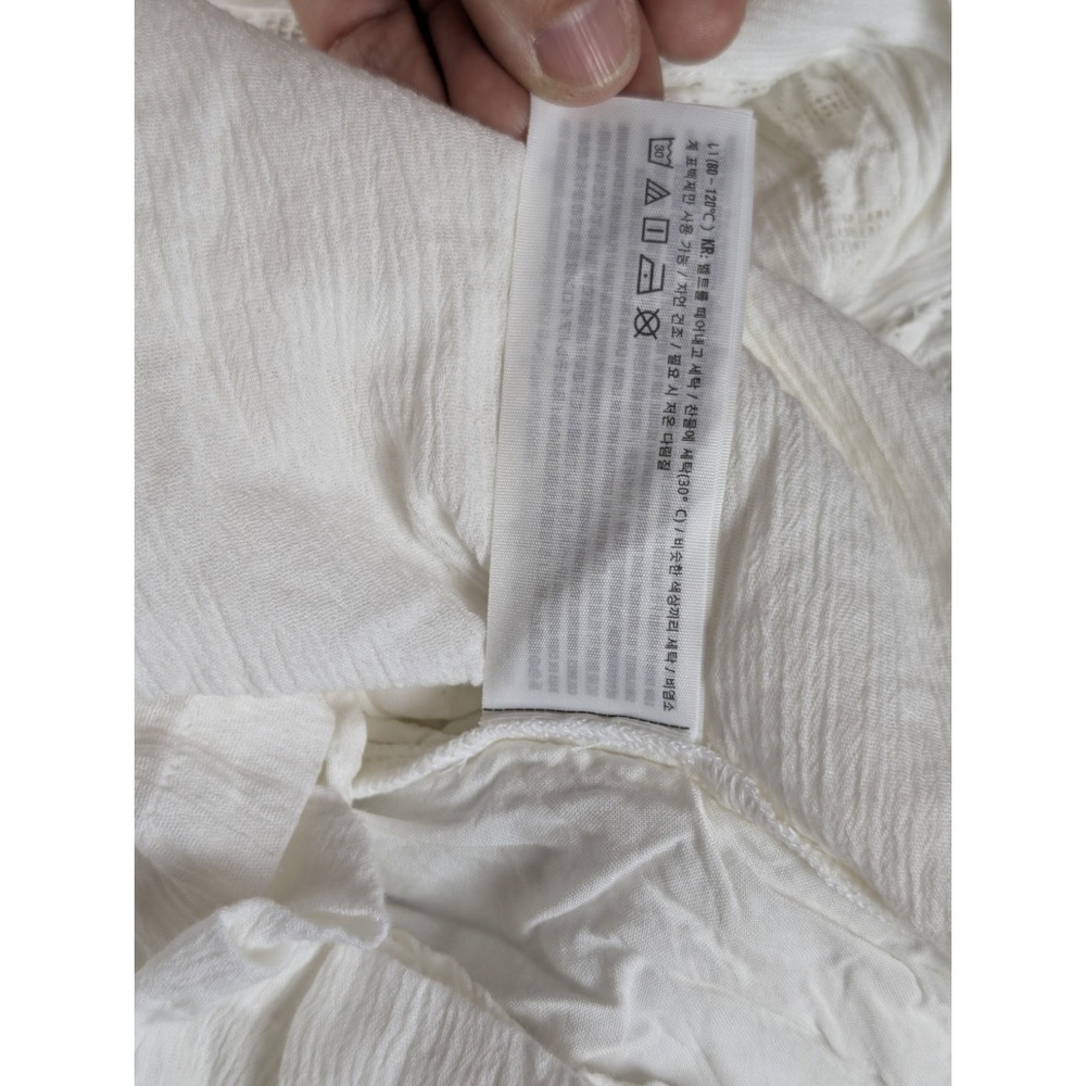 Abercrombie & Fitch White Crinkle Gauze Lace Romper Button Tie Waist Size Medium - Picture 14 of 14
